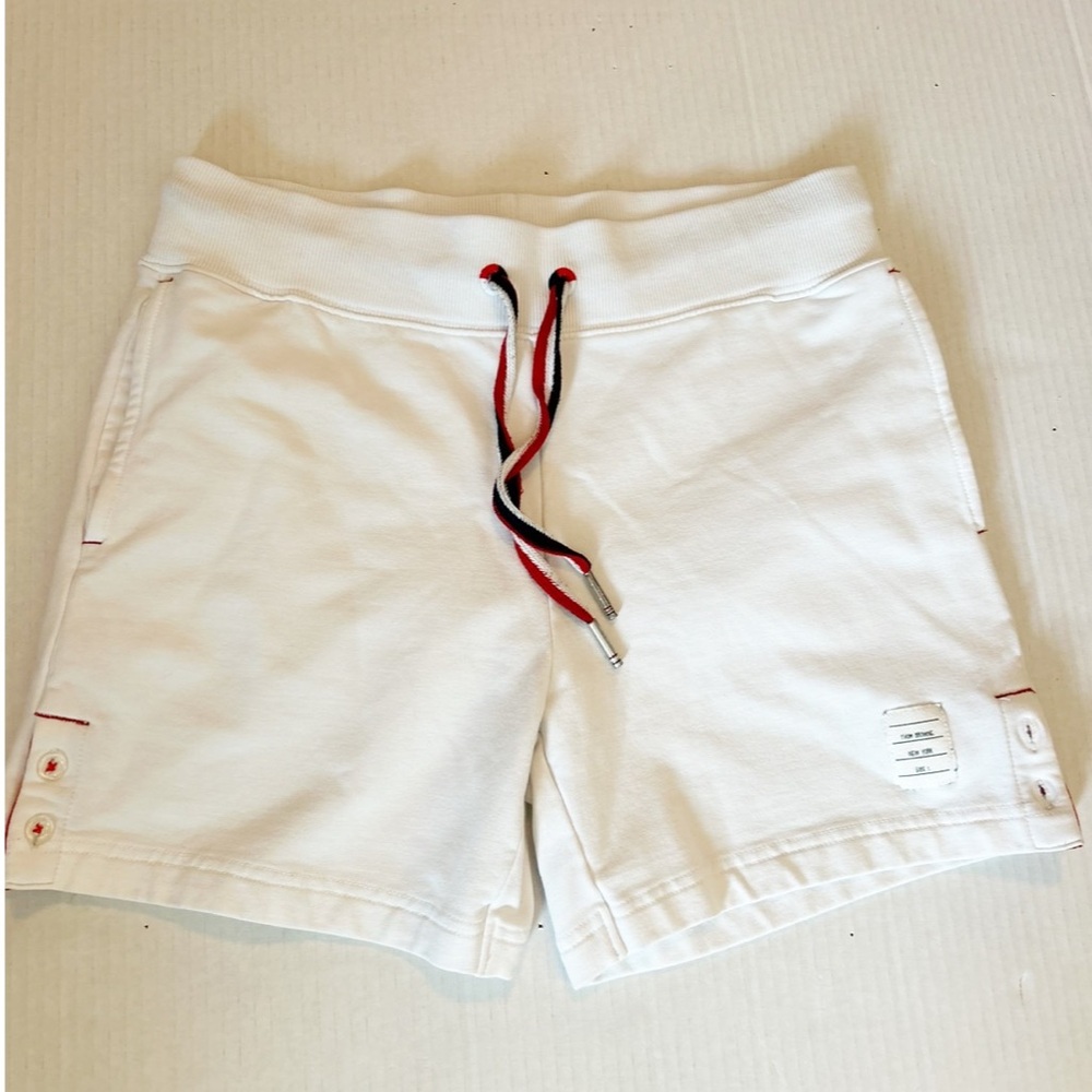 Thom Browne White Shorts with Red and Black Accents